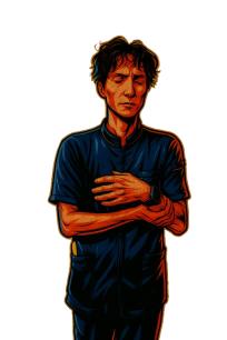 腕をつかみ準備運動をする前田先生