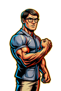 腕の筋肉を見せつける片山先生